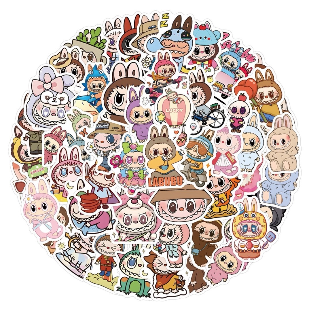 NO.7 POPMART Labubuラビットキャラクターステッカー50枚セット ハンドメイドの文具/ステーショナリー(しおり/ステッカー)の商品写真