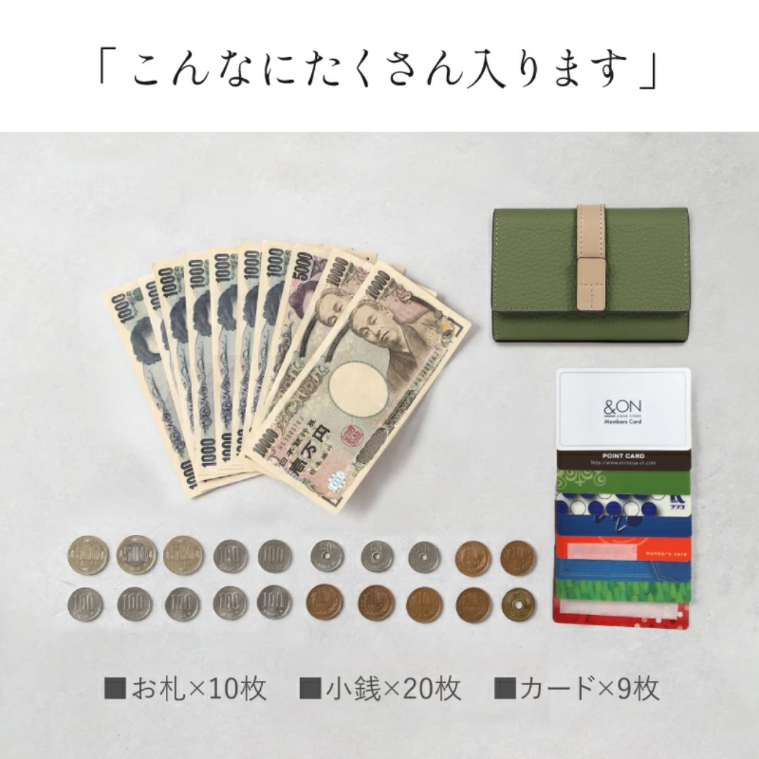 ブラック×ホワイト本革カードケースベルト付きじゃばらミニ財布 カード入れ レディースのファッション小物(財布)の商品写真