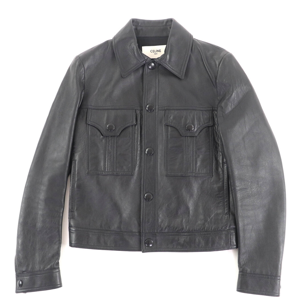 CELINE(セリーヌ)の美品★CELINE セリーヌ 2F017291D アビエーター ソフトドラム ラムスキン ジャケット アウター ブラック 44 イタリア製 正規品 メンズ メンズのジャケット/アウター(その他)の商品写真