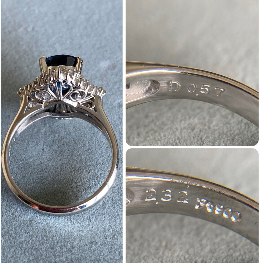 Pt900 2.32ct 0.57ct サファイア ダイヤモンド リング 【公式通販】
