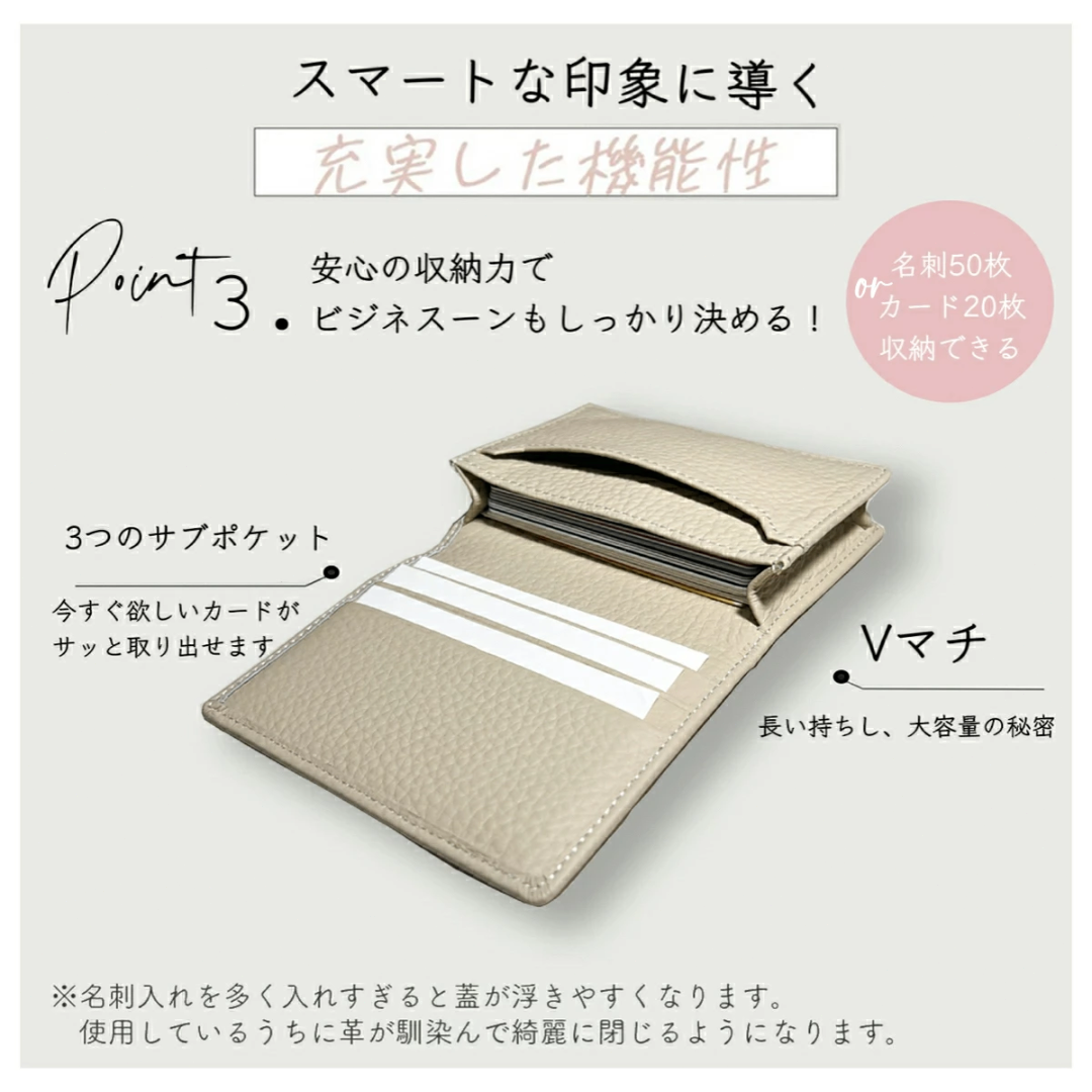 グリーン牛革 ビジネス カジュアル スリム シンプル 二つ折り名刺ケース カード レディースのファッション小物(パスケース/IDカードホルダー)の商品写真