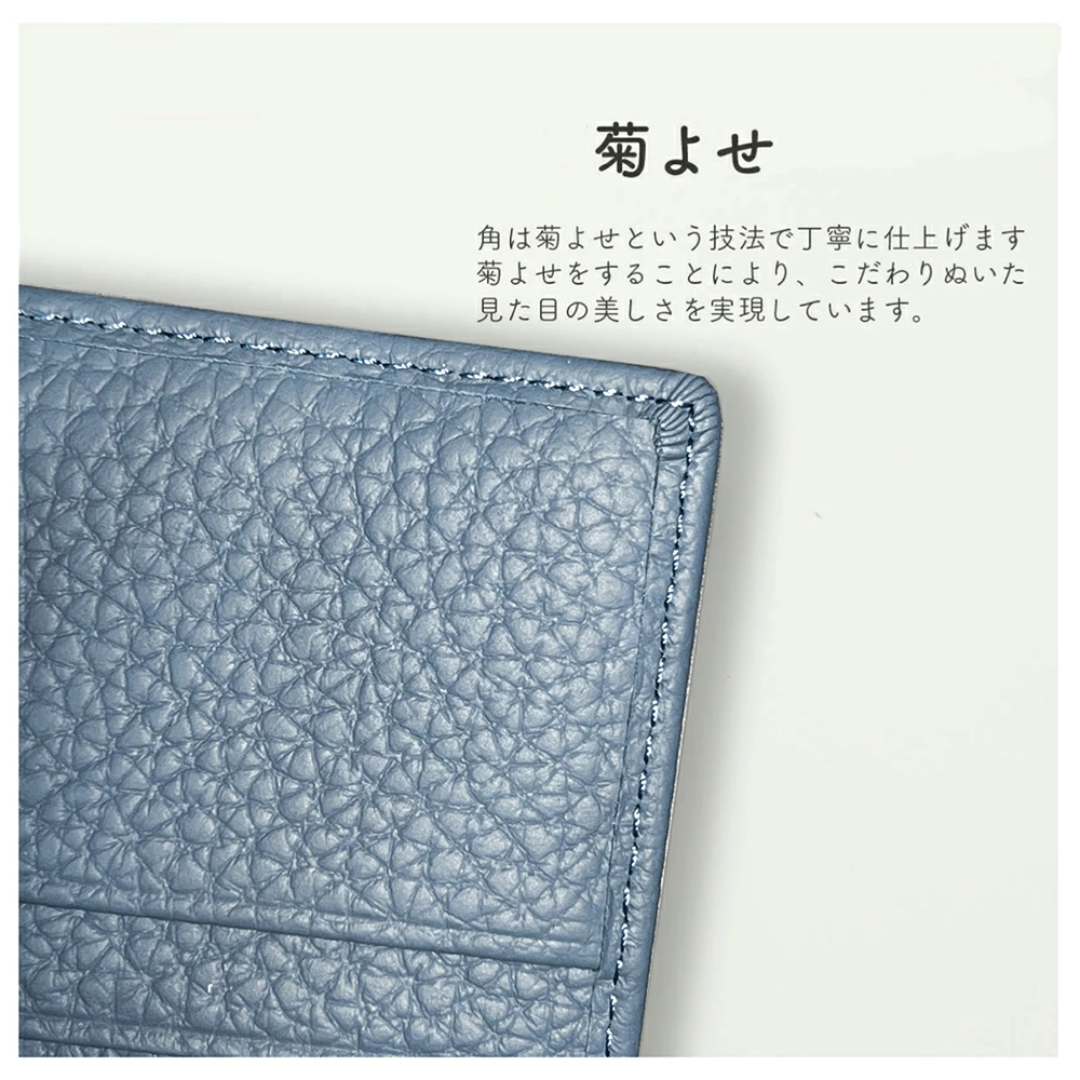 レッド牛革 ビジネス カジュアル スリム シンプル 二つ折り名刺ケース カード レディースのファッション小物(パスケース/IDカードホルダー)の商品写真