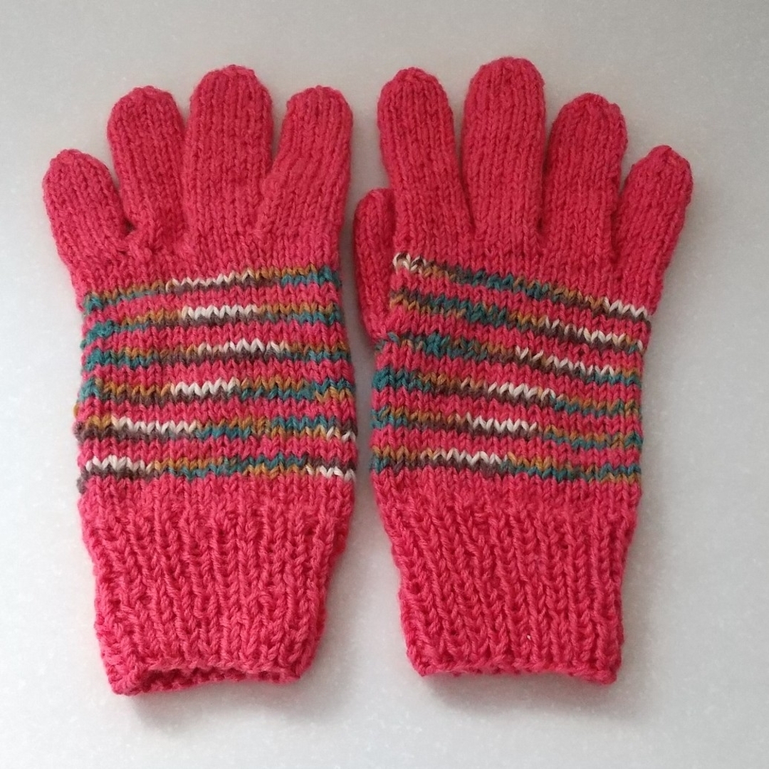 手編みの手袋 ハンドメイドのファッション小物(手袋)の商品写真