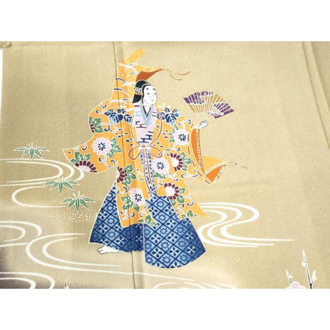 平和屋着物●男性 色留訪問着 胴抜き仕立て 人物流水花文 暈し染め 金彩 正絹 逸品 CAAZ3099yc メンズの水着/浴衣(着物)の商品写真