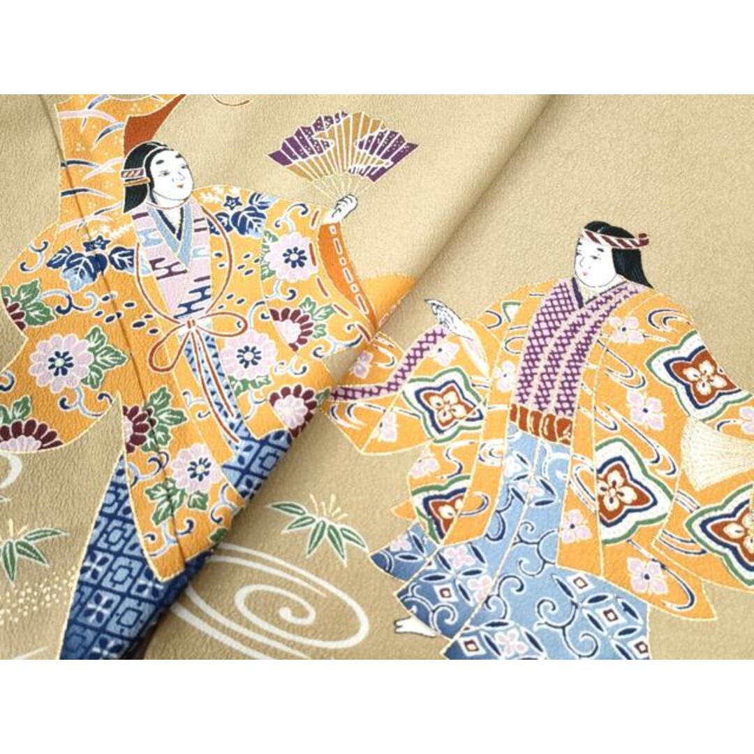 平和屋着物●男性 色留訪問着 胴抜き仕立て 人物流水花文 暈し染め 金彩 正絹 逸品 CAAZ3099yc メンズの水着/浴衣(着物)の商品写真