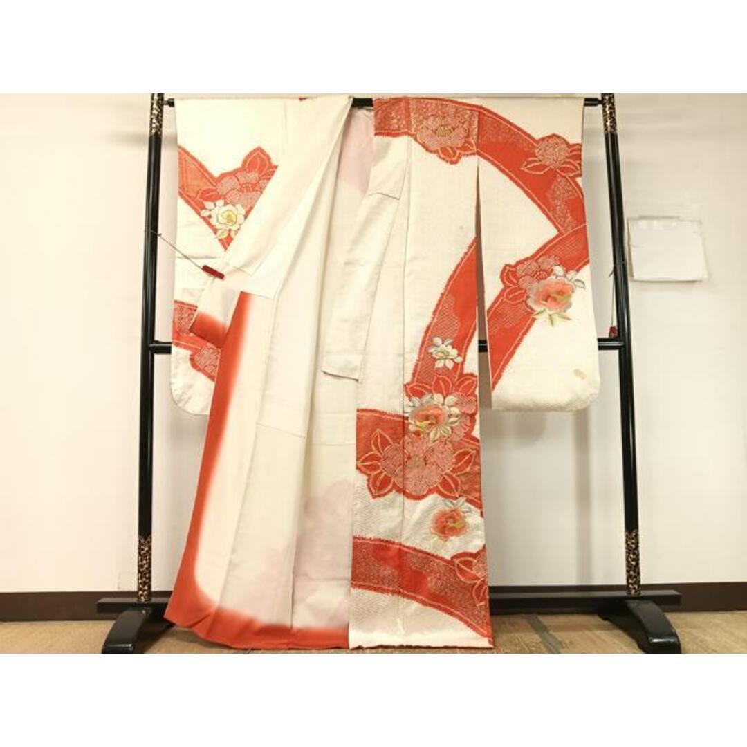 平和屋着物■豪華振袖 駒刺繍 絞り 舞花文 金彩 正絹 逸品 CAAZ2107vp レディースの水着/浴衣(振袖)の商品写真