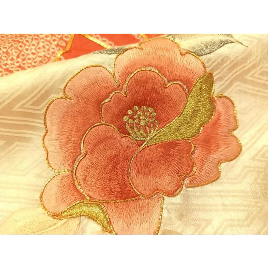平和屋着物■豪華振袖 駒刺繍 絞り 舞花文 金彩 正絹 逸品 CAAZ2107vp レディースの水着/浴衣(振袖)の商品写真
