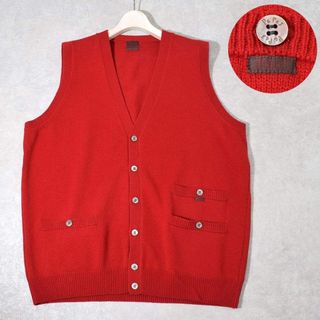 極美品 パパス Papas ウール カシミヤ ニット ベスト L 赤 レッド