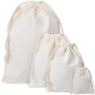 ラッピング 袋 小 巾着 小袋 巾着袋 無地 帆布 (4size 四枚セット)