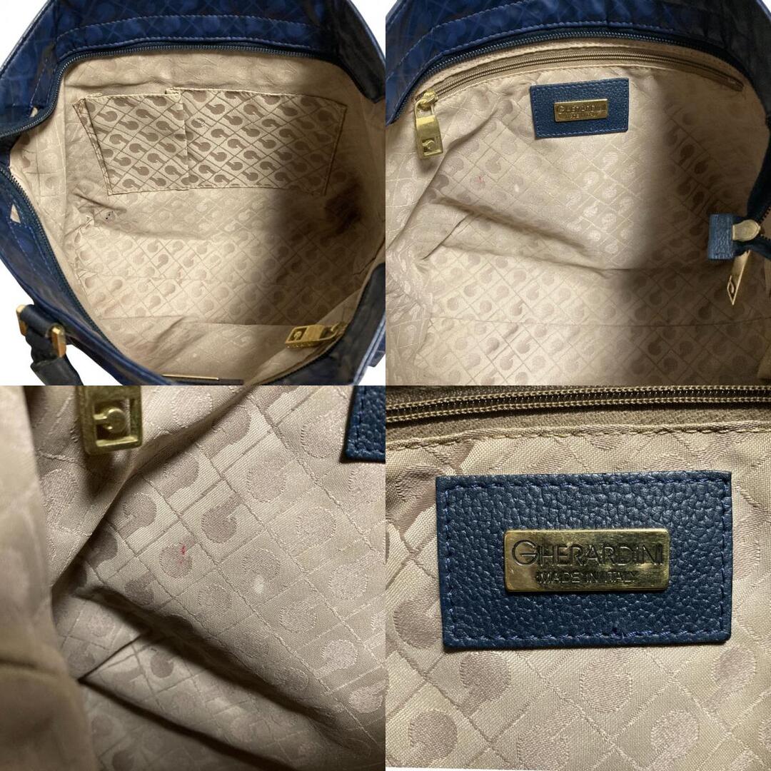 GHERARDINI(ゲラルディーニ)の良品 GHERARDINI ゲラルディーニ ソフティ モノグラム 2WAY ショルダーバッグ トートバッグ ネイビー レディース 古着 中古 USED レディースのバッグ(ショルダーバッグ)の商品写真