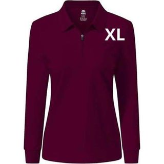 ☘️レディース ハーフジップ 長袖ゴルフウェア ポロシャツ ワインレッド XL(シャツ/ブラウス(長袖/七分))