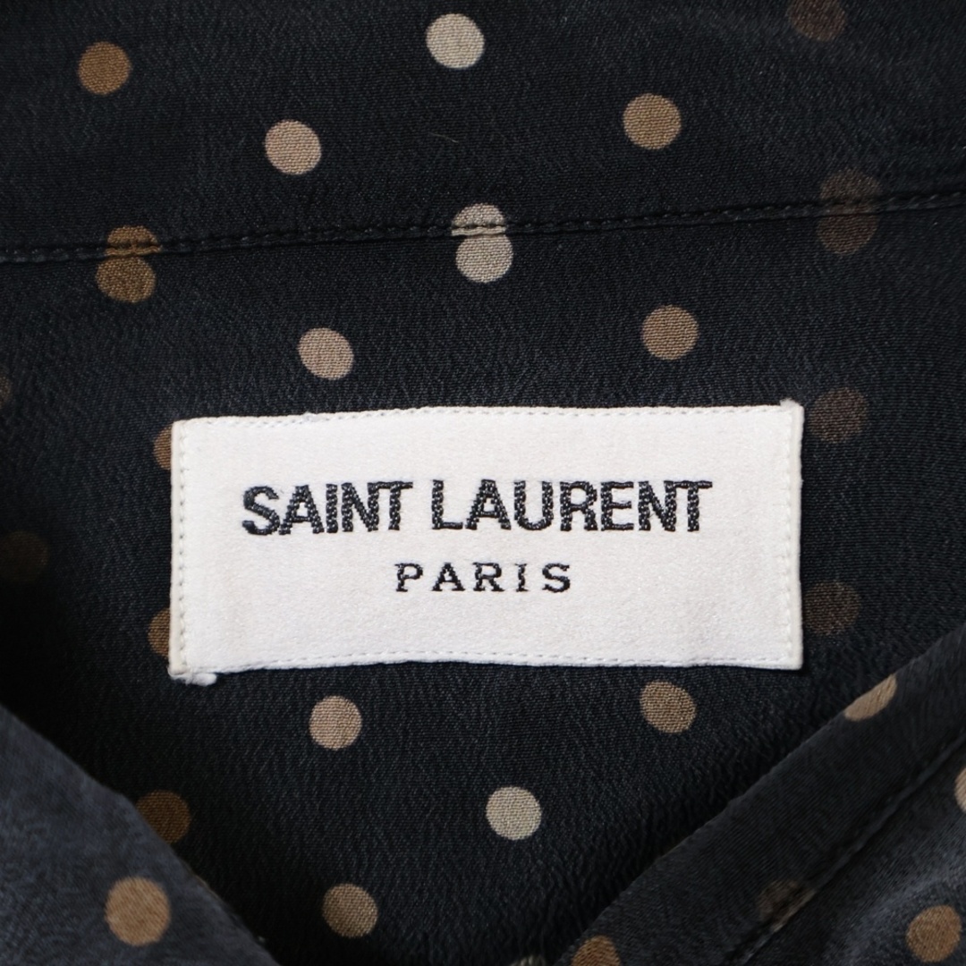 SAINT LAURENT(サンローラン)のSAINT LAURENT PARIS サンローランパリ Polka Dot Print Shirt 646850 Y2G41 ドット柄シルク長袖シャツ ブラック メンズのトップス(シャツ)の商品写真