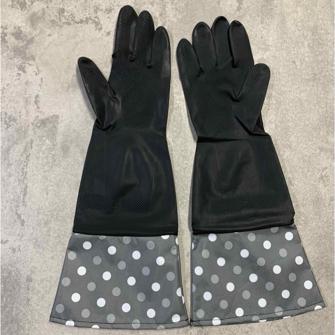 キャンドゥ ロングゴム手袋 Sサイズ ブラック 3個セット 新品 おしゃれな柄 インテリア/住まい/日用品のインテリア/住まい/日用品 その他(その他)の商品写真