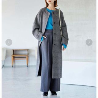 ジャーナルスタンダード(JOURNAL STANDARD)の美品・希少カラー✨ジャーナルスタンダード　スーパー140ビーバーノーカラーコート(ロングコート)