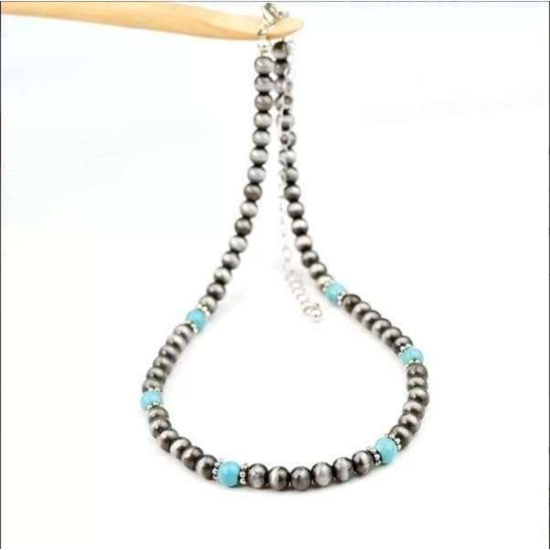 ターコイズ ナバホ族 インディアン シンプル ネックレス インディアンジュエリー メンズのアクセサリー(ネックレス)の商品写真