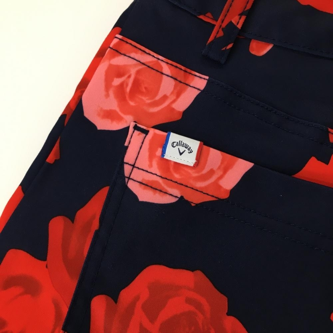Callaway(キャロウェイ)の【超美品】キャロウェイ スカート ネイビー×レッド ローズ柄 パール調ボタン ストレッチ  レディース L ゴルフウェア Callaway スポーツ/アウトドアのゴルフ(ウエア)の商品写真