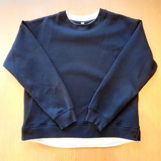 イオン トップバリュ トレーナー レイヤード 140  重ね着風 黒 ブラック