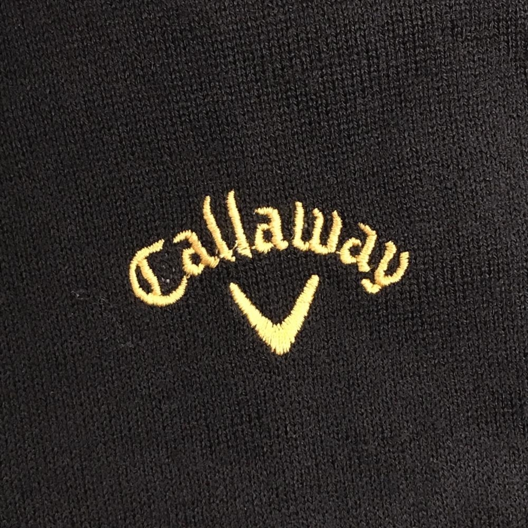Callaway(キャロウェイ)の【超美品】キャロウェイ ニットジップパーカー 黒×ゴールド ロゴ刺しゅう 薄手 レディース M ゴルフウェア Callaway スポーツ/アウトドアのゴルフ(ウエア)の商品写真