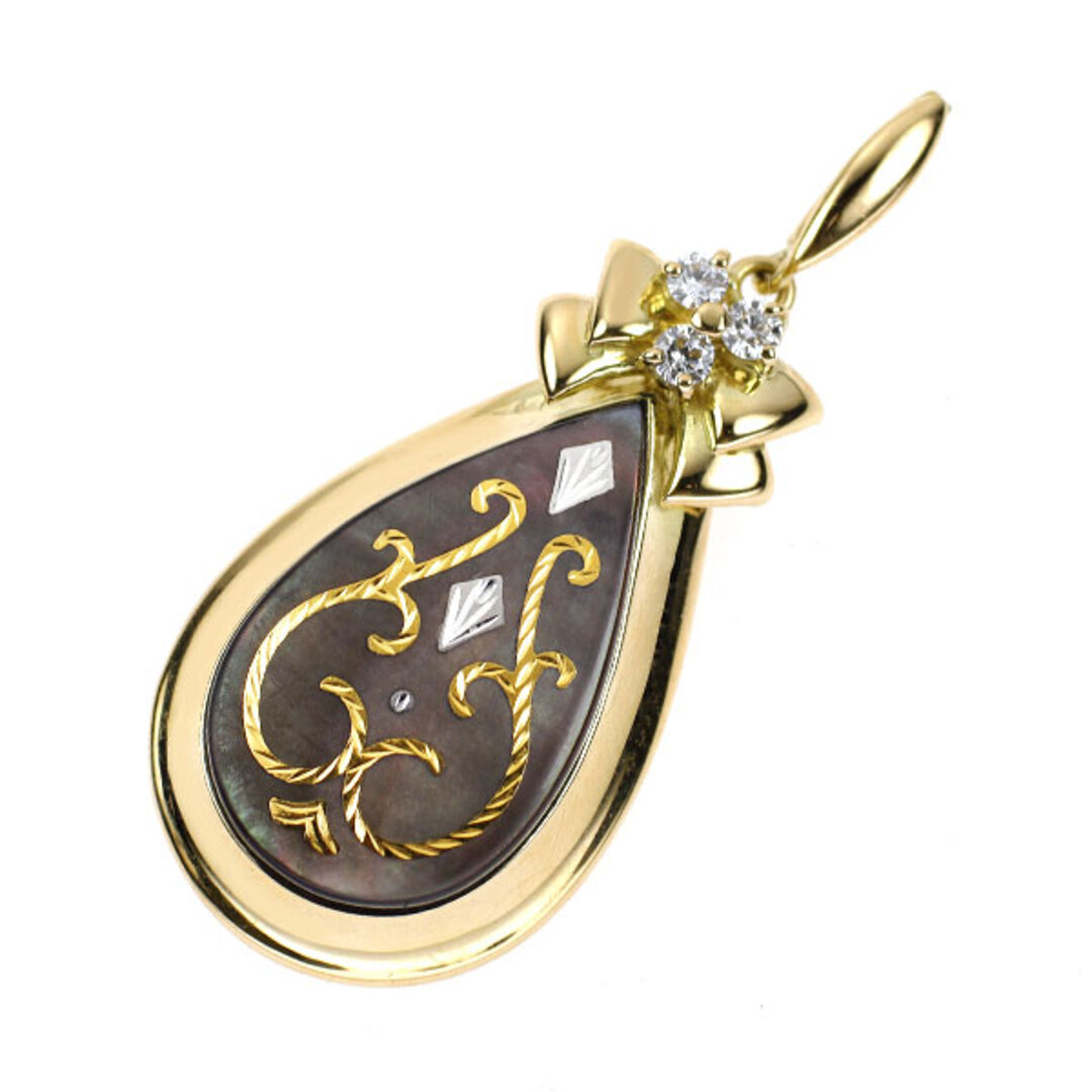 K18YG ブラックシェル ダイヤモンド ペンダントトップ 0.08ct ピクウェ レディースのアクセサリー(ネックレス)の商品写真