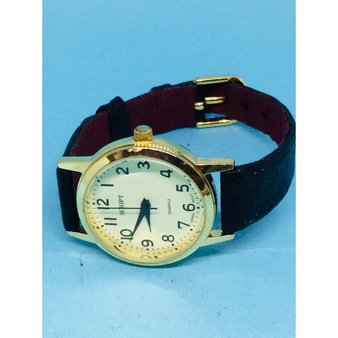 L32）シンプルな(*'▽')SCRIPT電池交換ゴールドレディス腕時計 レディースのファッション小物(腕時計)の商品写真
