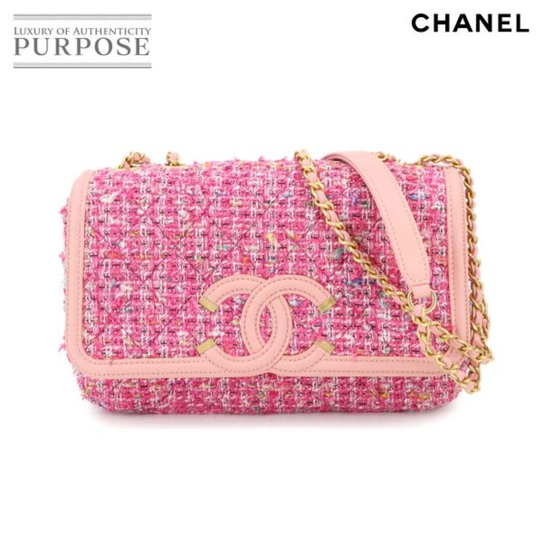 CHANEL(シャネル)の未使用 展示品 シャネル CHANEL CCフィリグリー チェーン ショルダー バッグ ツイード レザー ピンク A93340 90299617 レディースのバッグ(ショルダーバッグ)の商品写真