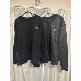 プラダ　スウェット　三角プレート　S M オーバーサイズ　美品　黒(スウェット)