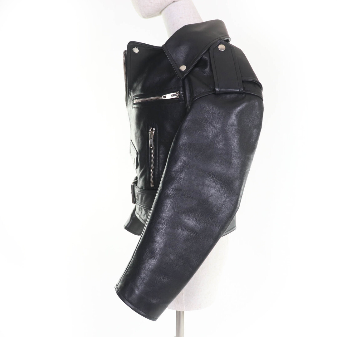 BALENCIAGA(バレンシアガ)の美品☆BALENCIAGA バレンシアガ 446474 スウィングトップ レザー ライダースジャケット ブラック 34 正規品 レディース レディースのジャケット/アウター(ライダースジャケット)の商品写真