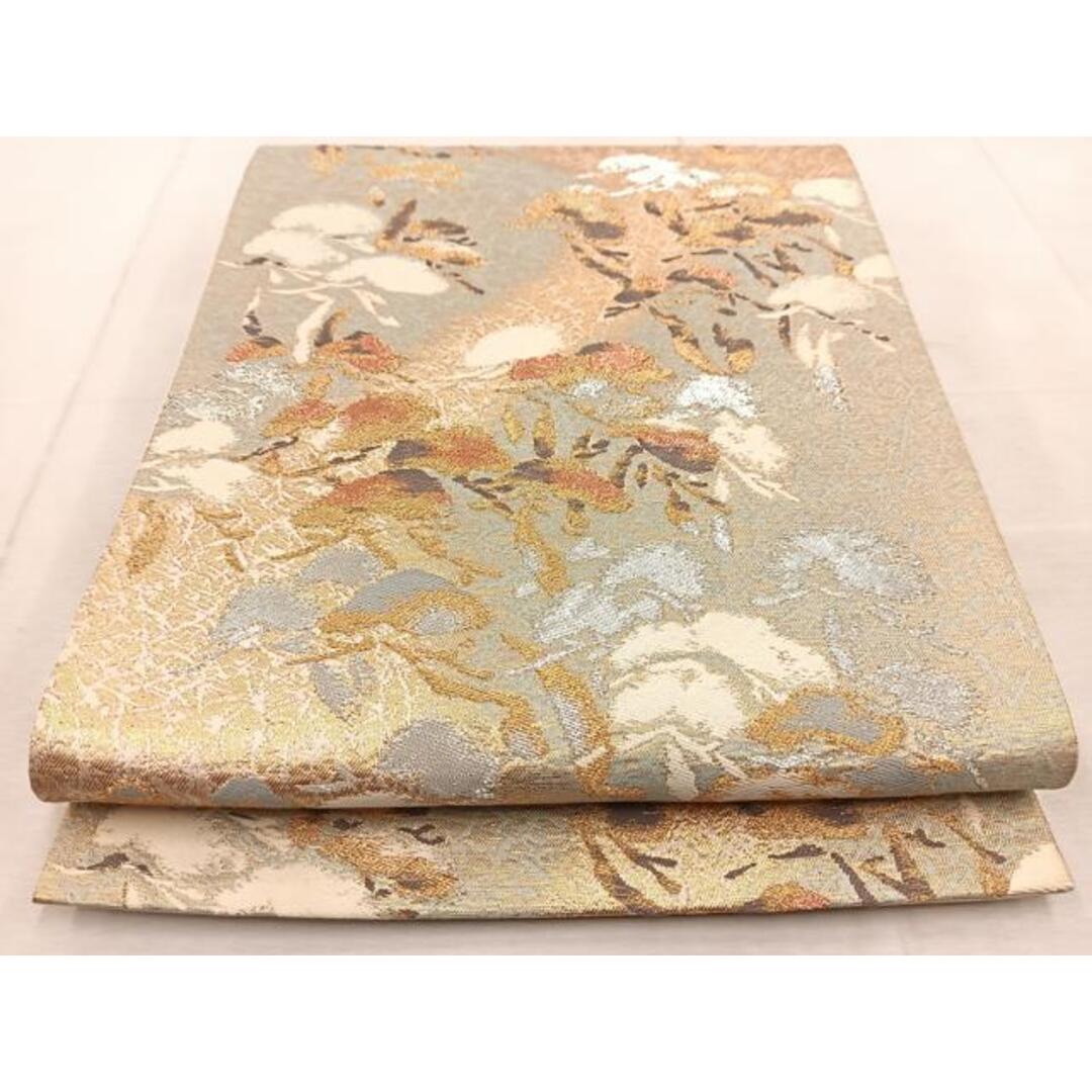 平和屋着物◎六通柄袋帯　唐織　松　金銀糸　正絹　逸品　BAAV4193yc レディースの水着/浴衣(帯)の商品写真