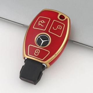 ベンツ Benz キーケース TPUキーカバー 赤金 A/B/C/E/S(車内アクセサリ)