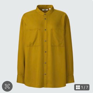 UNIQLO - UNIQLO ユニクロ　レディース　バンドカラー　長袖シャツ　長袖ブラウス　M