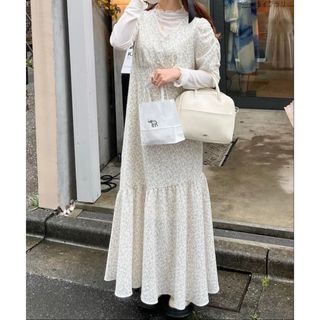 heather - 小花柄裾ティアードワンピース　ヘザー