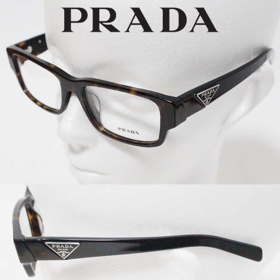 PRADA(プラダ)の新品 プラダ べっ甲風デザイン プレートロゴ 55□18-140 眼鏡フレーム レディースのファッション小物(サングラス/メガネ)の商品写真