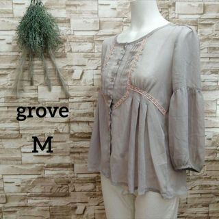 grove クローブ レディース 長袖 シャツ ブラウス レース Mサイズ 18