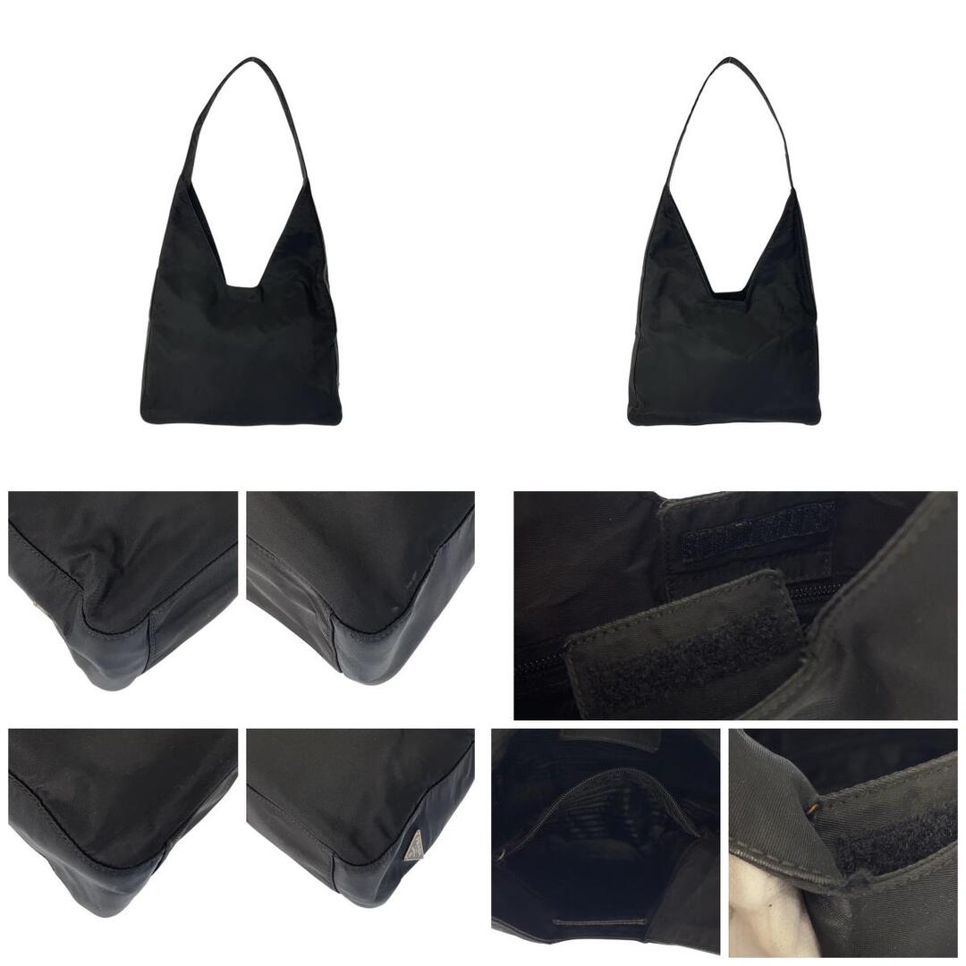 PRADA(プラダ)のPRADA プラダ テスート 三角ロゴプレート ブラック 黒 シルバー金具 ナイロン ホーボー ショルダーバッグ ハンドバッグ レディース 505450 【中古】 レディースのバッグ(ショルダーバッグ)の商品写真