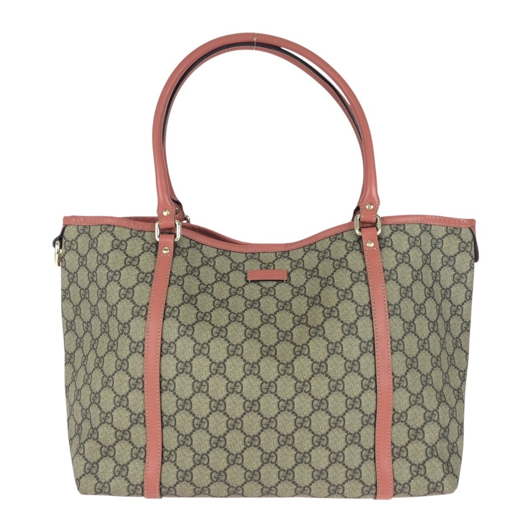 GUCCI(グッチ)の美品 GUCCI グッチ ピンク グレー ゴールド金具 GGスプリームキャンバス /レザー 197953 トートバッグ ショルダーバッグ レディース 505715 【中古】 レディースのバッグ(トートバッグ)の商品写真