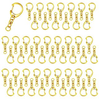 キーホルダー金具 50個入 手作り 素材 キーホルダーパーツ 回転カン付き ワン