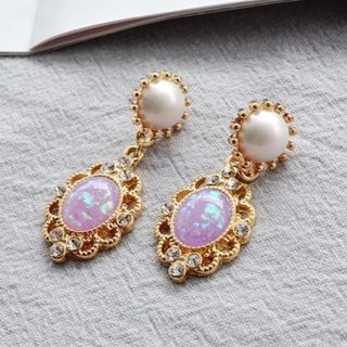 レトロ ヨロッパ 宮廷vintage バロックパール ピアス925post