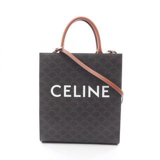 セリーヌ(CELINE)のセリーヌ CELINE スモール バーティカル カバ トリオンフ トートバッグ バッグ PVCコーティングキャンバス レザー レディース ブラック系 / ブラウン系 【中古】(トートバッグ)