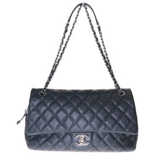 シャネル(CHANEL)のCHANEL シャネル デカマトラッセ30 ココマーク キャビアスキン レザー Sフラップ/Wチェーンショルダーバッグ SV金具 ブラック(ショルダーバッグ)