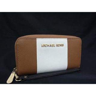 マイケルコース(MICHAEL KORS)のMICHAEL KORS マイケルコース レザー ハンドルストラップ付 ラウンドファスナー 長財布 ウォレット ブラウン系 DI6498(その他)