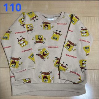 着用3〜5回 スポンジボブ 裏起毛トレーナー110