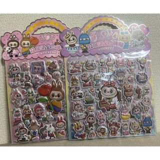 超可愛いlabubuラブブぷくぷくシール3Dシールステッカー2枚入り*2セット
