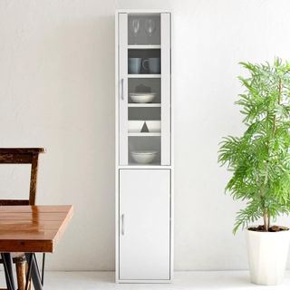 山善(YAMAZEN) 食器棚 (スリム) 幅32㎝ (ミニ) 高さ150×奥行