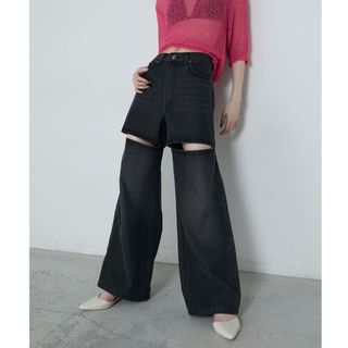 定価6980円 新品タグ付 le ELMi スリット ストレートデニムパンツ