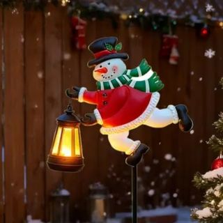 新品 ソーラーライト スノーマン クリスマス ガーデンライト 雪だるま