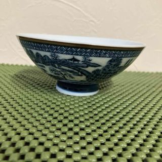 レトロ 中国食器 飯碗 萬暦 藍染め 青花 山水 桜閣門 風景画