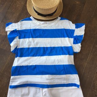 ザラ(ZARA)のZARA boarder frill sleeve cutsew ＊(シャツ/ブラウス(半袖/袖なし))