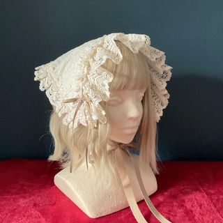 レース生地のバブーシュカ ミルクティー