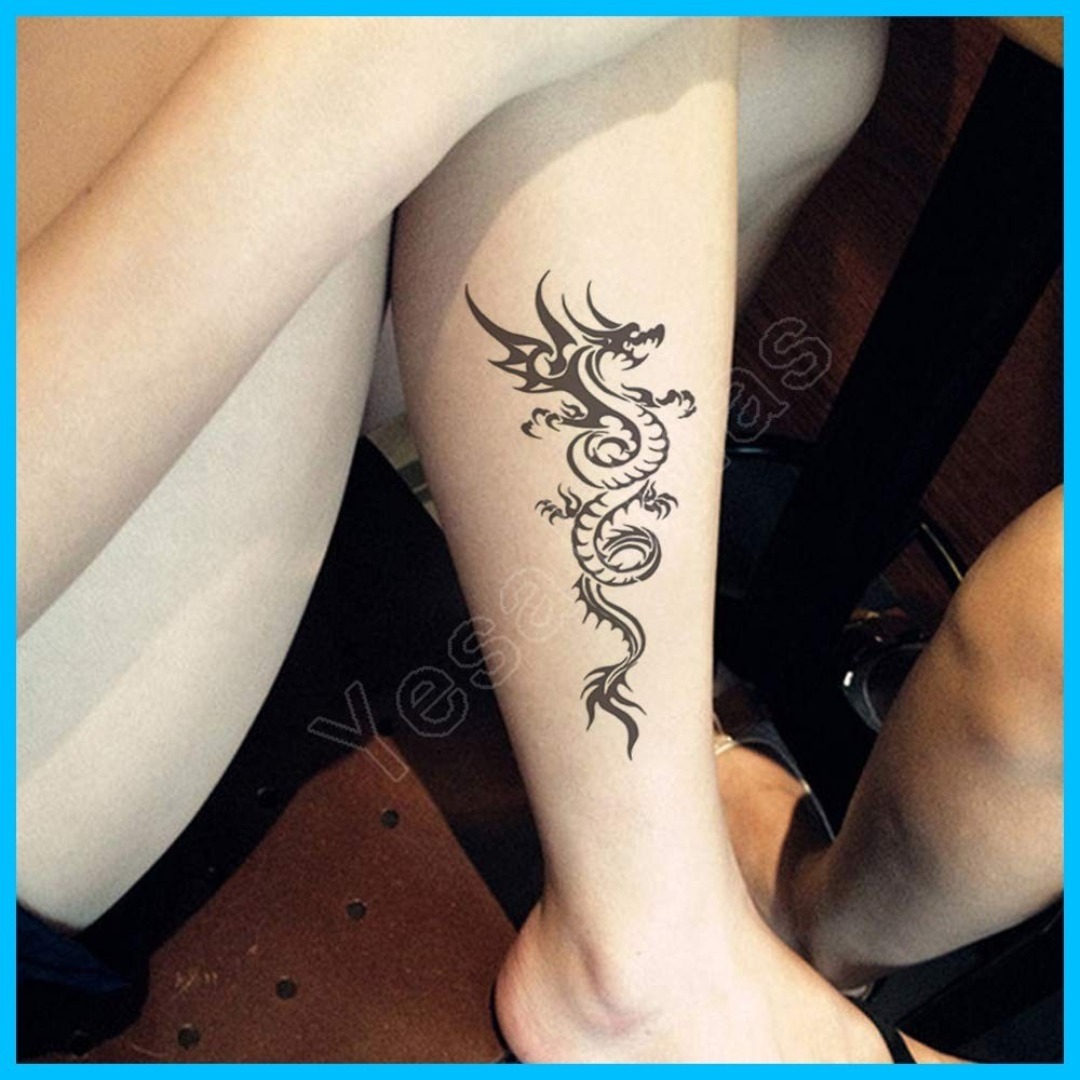 【在庫セール】Yesallwas タトゥーシール 龍 飛竜 6枚セット 黒 竜  レディースのファッション小物(その他)の商品写真