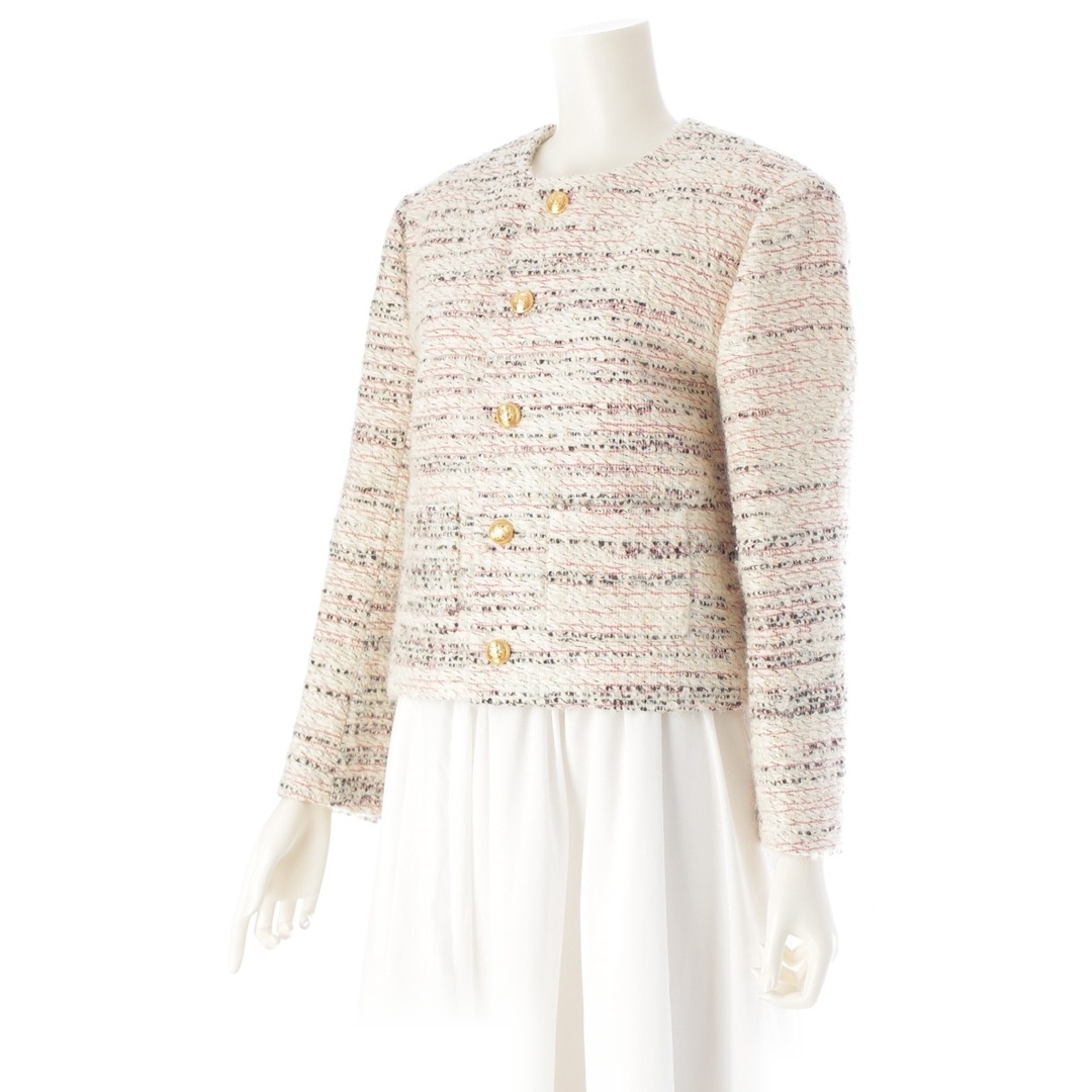 CELINE(セリーヌ)のセリーヌ 22-23AW ウール モヘア ツイード クロップド 金ボタン ノーカラージャケット アウター 2V83I389T マルチカラー 36【中古】 レディースのジャケット/アウター(ノーカラージャケット)の商品写真